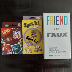 NIB Bundle of Card Games - Uno, Spot It, Friend or Faux